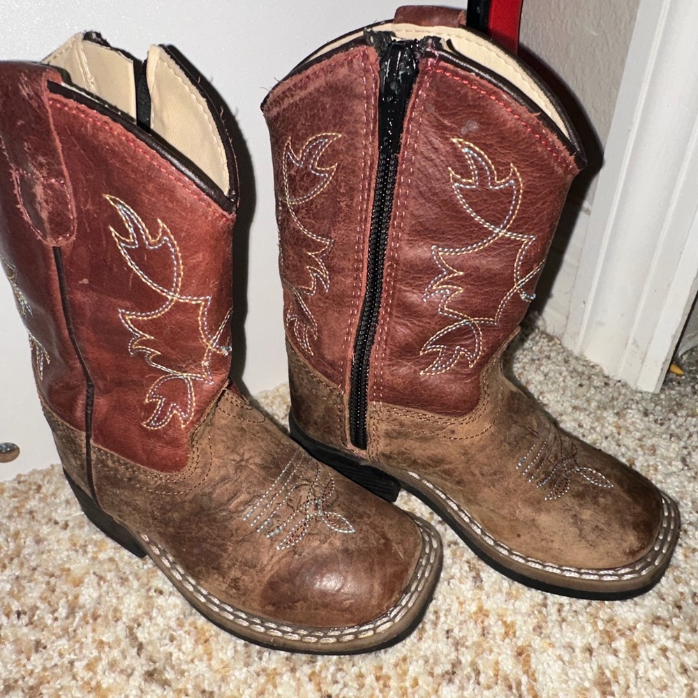 Old West Kids Boots - Brown and Tan